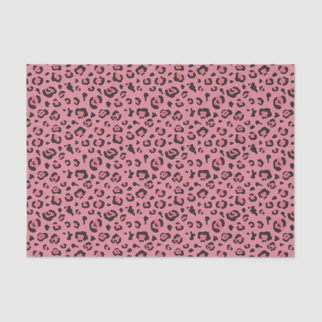 Papel De Seda Ilustração do animal do rosa do leopardo (Frente )
