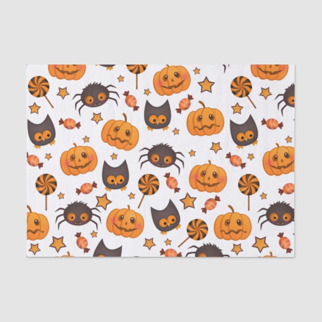 Papel De Seda Ilustração do Padrão de Halloween (Frente )