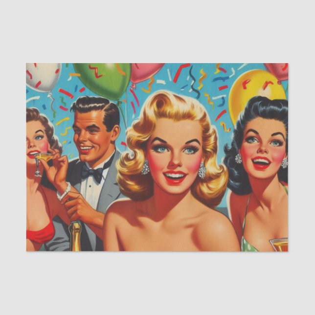 Papel De Seda Ilustração do Partido dos anos 50 (Frente )
