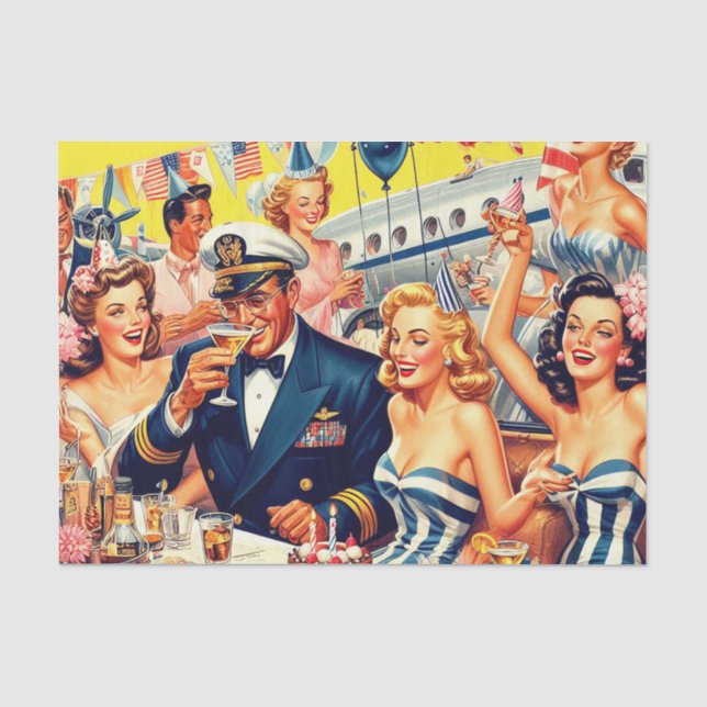 Papel De Seda Ilustração do Partido Vintage 1950 (Frente )