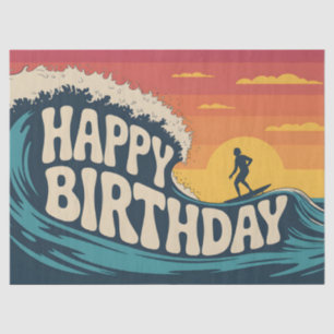 Papel De Seda Ilustração do tema Retro Surf "Feliz Aniversário"