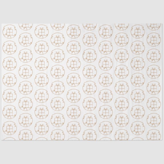 Papel De Seda Ilustração Dourada de Caixa de Presente (Frente )