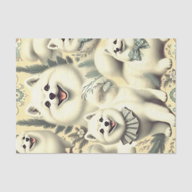 Papel De Seda Ilustração Eskimo Retro-Americana (Frente )