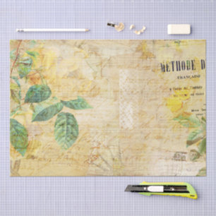 Papel De Seda Ilustração Floral Botânica Vintage