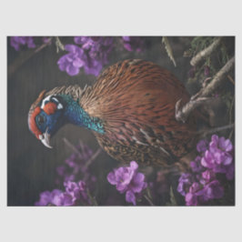 Papel De Seda Ilustração Floral Violeta de Faisão