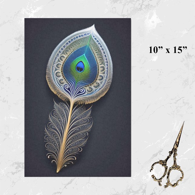 Papel De Seda Ilustração pequena da pena de pavão abstrato Doura (Criador carregado)