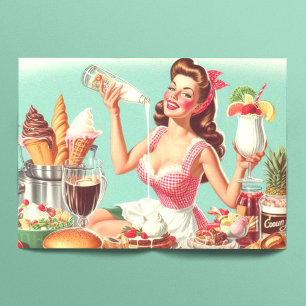 Papel De Seda Ilustração Pin-Up da Comida Vintage