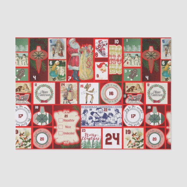 Papel De Seda Ilustração Quadrada do Bloco de Natal Adventício A (Frente )