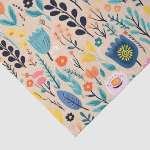 Papel De Seda Ilustração Simples de Arte Folclórica Moderna