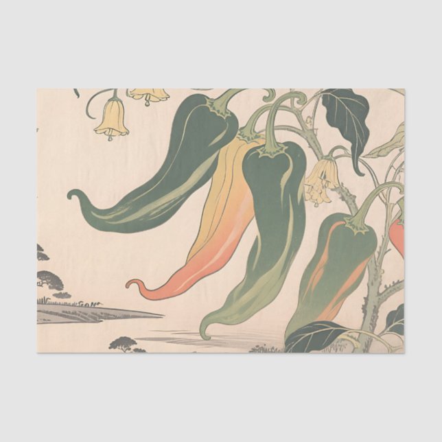 Papel De Seda Ilustração Vintage de Pimenta (Frente )