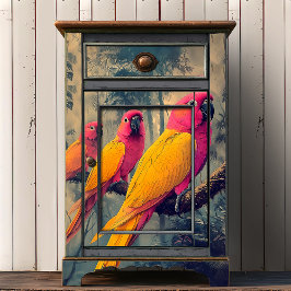 Papel De Seda Ilustração Vitoriana de Peixes Amarelos Cor-de-Ros