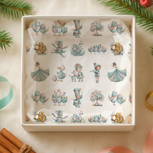 Papel De Seda Ilustração Whimsical 12 dias de padrão de Natal