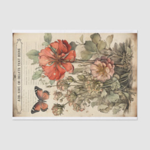 Papel De Seda Ilustrações da Flor Botânica no Pergaminho 3