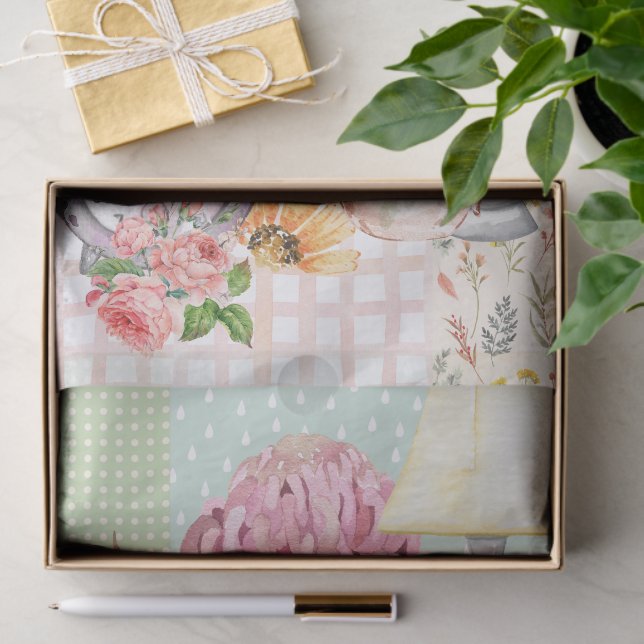 Papel De Seda Ilustrações de aquarela pastel modernas Colagem (Presente)