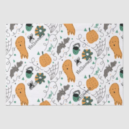 Papel De Seda Ilustrações de doodles de Halloween de abóbora fan