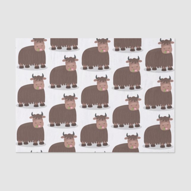 Papel De Seda Imagem animada de relva feliz comendo iaque engraç (Frente )