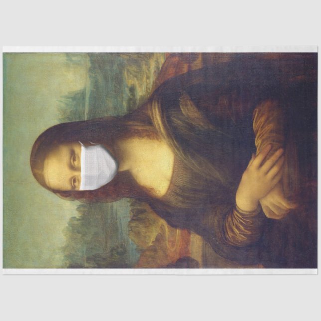 Papel De Seda Imagem elegante da Mona Lisa Covid 19 (Frente )