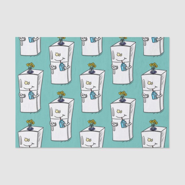 Papel De Seda Imagem engraçada do desenho do frigorífico (Frente )