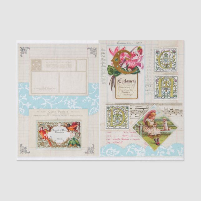 Papel De Seda Imagens de colagem de Vintage (Frente )