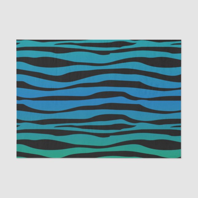 Papel De Seda Impressão animal da zebra azul e verde (Frente )