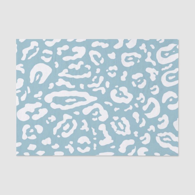 Papel De Seda Impressão Animal de Guepardo Leopardo Azul e Branc (Frente )