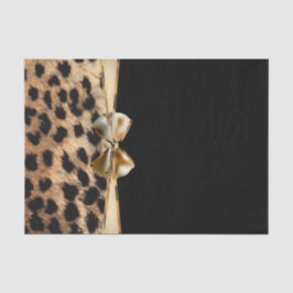 Papel De Seda Impressão Animal Leopardo Guepardo Preto e Dourado