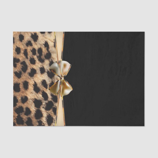 Papel De Seda Impressão Animal Leopardo Guepardo Preto e Dourado (Frente )