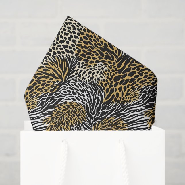 Papel De Seda Impressão animal mista Zebra Leopard Tiger Mistura (Sacola de presentes)