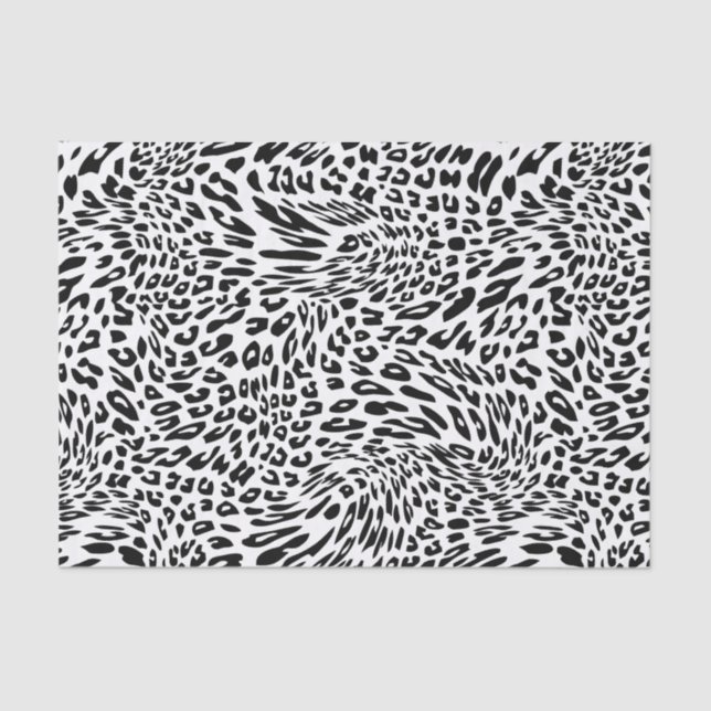 Papel De Seda Impressão animal preto e branco do leopardo (Frente )