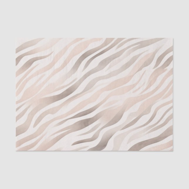 Papel De Seda Impressão Animal Zebra Bege Creme Rosa (Frente )