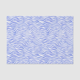 Papel De Seda Impressão azul da zebra da aguarela da sarja de