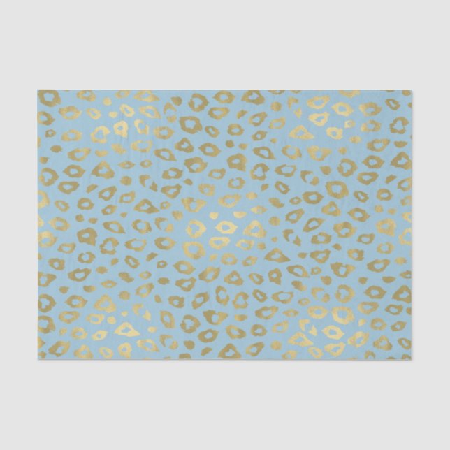 Papel De Seda Impressão azul Dourado do leopardo de Ombre (Frente )
