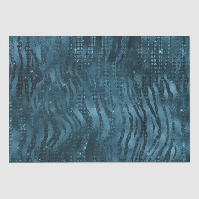 Papel De Seda Impressão Blue Sparkle Zebra (Frente )