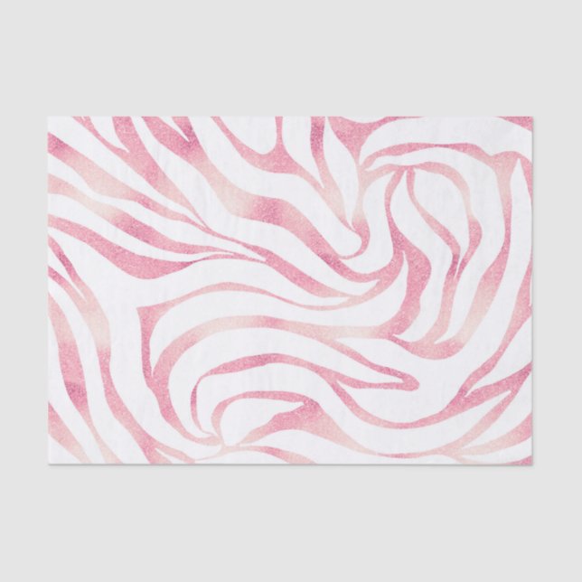 Papel De Seda Impressão Branca de Zebra-Rosa Dourada brilhante E (Frente )