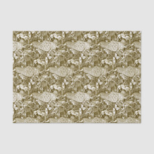 Papel De Seda Impressão, Brown e creme do pavão de Nouveau da