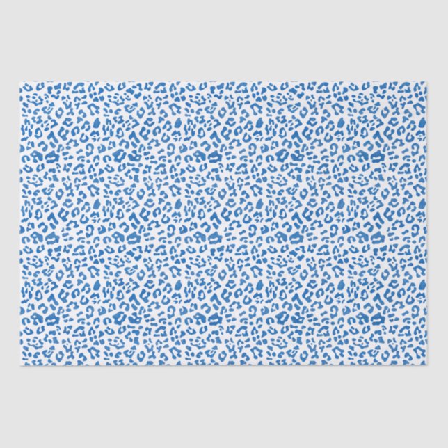 Papel De Seda Impressão Clássica Azul-Leopardo (Frente )