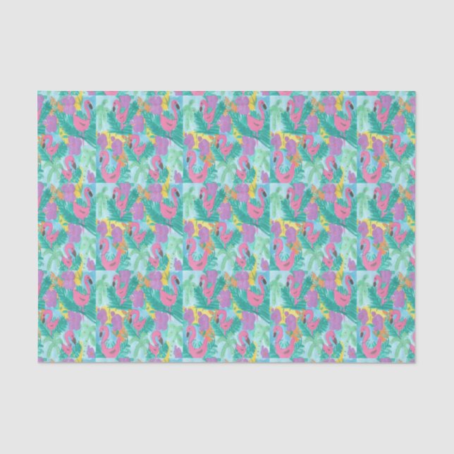 Papel De Seda Impressão da selva tropical Flamingo (Frente )