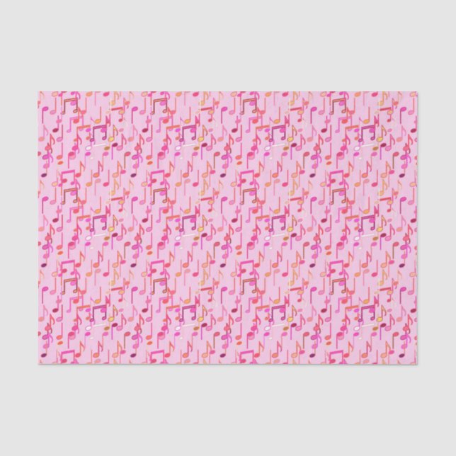Papel De Seda Impressão das notas musicais - rosa, multi (Frente )