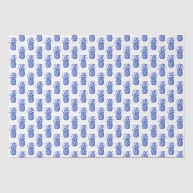 Papel De Seda Impressão de abacaxi azul Elegante (Frente )