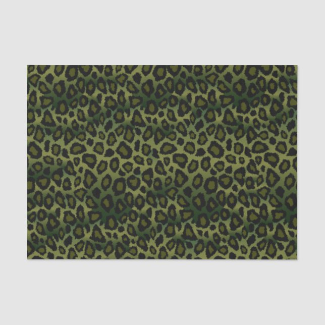 Papel De Seda Impressão de animais de leopardo verde-oliva e pre (Frente )