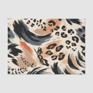 Papel De Seda Impressão de Animal Exótico Pintado Abstrato Leopa