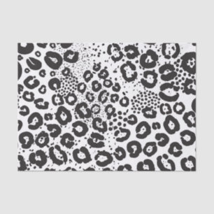 Papel De Seda Impressão de Animal Preto e Branco Leopardo da Nev