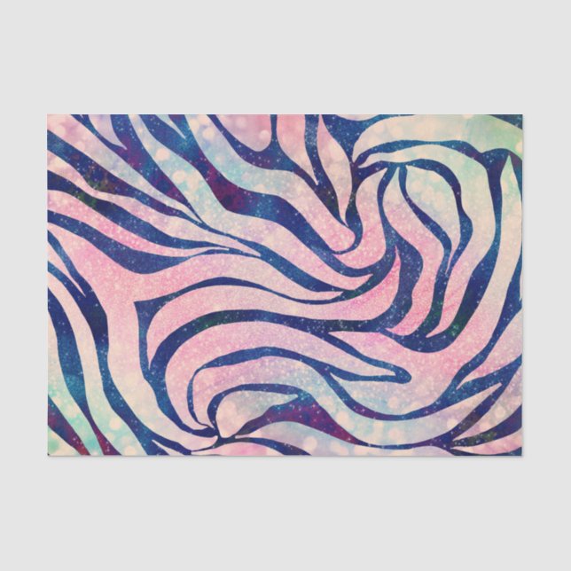 Papel De Seda Impressão de Azul Metálico na moda e Zebra Holográ (Frente )