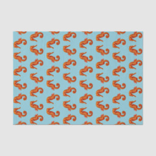 Papel De Seda impressão de cavalo de mar laranja