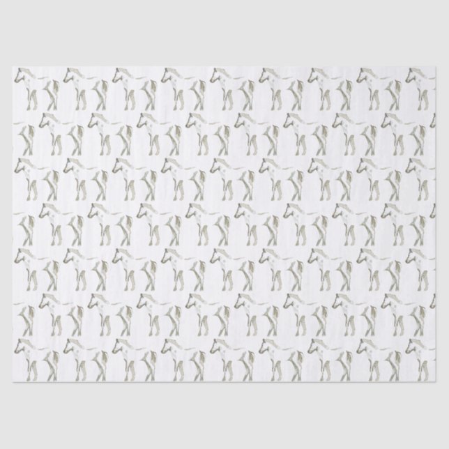 Papel De Seda Impressão de Cavalo Patterado com Taupe Fofado (Frente )