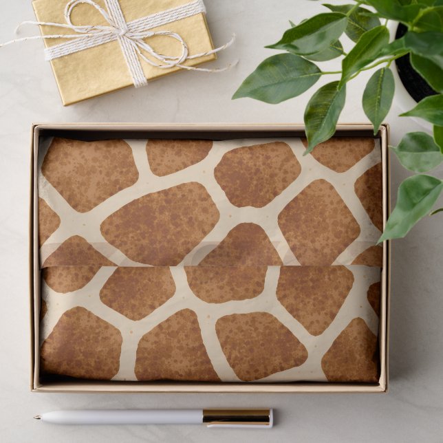 Papel De Seda Impressão de Girafa Marrom Bege Churrasco de Bebê  (Presente)