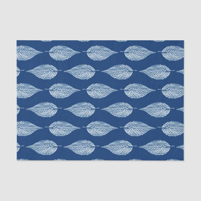 Papel De Seda Impressão de giz de faia, azul de cobalto e branco (Frente )