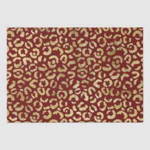 Papel De Seda Impressão de Glam Leopardo Dourado Vermelho