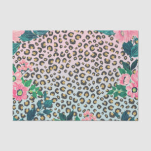 Papel De Seda Impressão de Leopard com Brilho Rosa Ombre