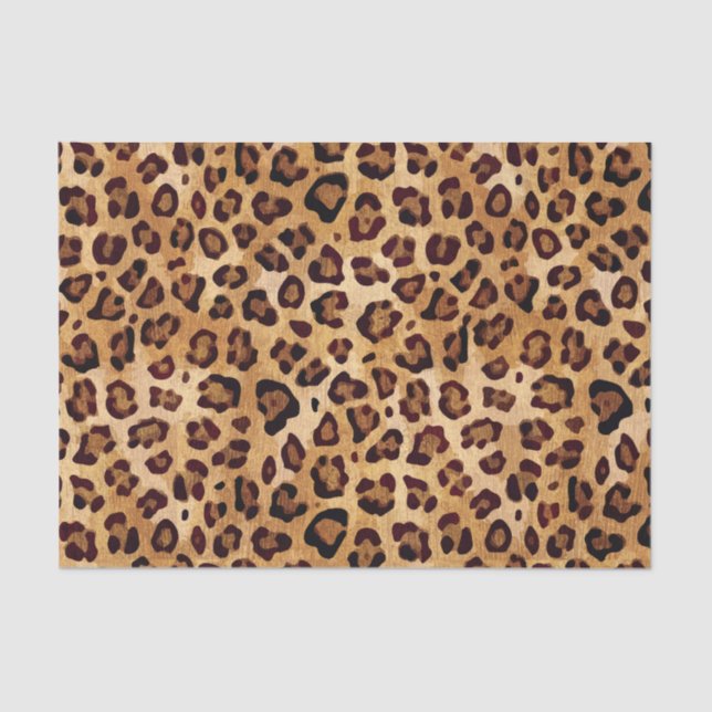Papel De Seda Impressão de Leopard de Textura Rústica (Frente )